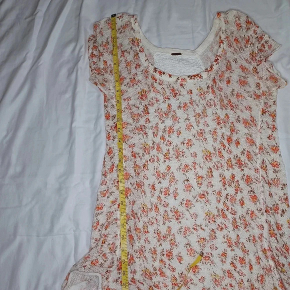 Free people boho ditsy floral White Pink Crochet Lace Hippie Top - Picture 7 of 13